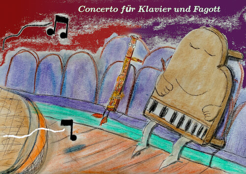 Cartoon: musikgenuss (medium) by ab tagged musik,konzert,instrument,klavier,fagott,klassik
