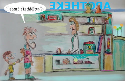 Cartoon: naturheilkunde akut (medium) by ab tagged medizin,natürlich,vater,kind,apotheke