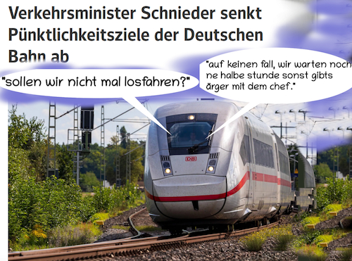Cartoon: pflichtbewusst (medium) by ab tagged deutschland,db,bahn,zug,ice,reise,minister,gleis,verspätung,bürokratie,unpünktlich,zeit,chaos