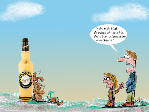 Cartoon: promilehase (medium) by ab tagged ostern,hase,ostereier,alkohol,kind