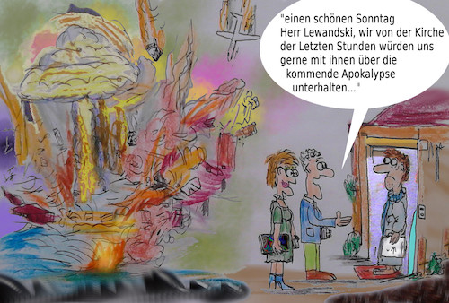 Cartoon: rechtzeitig (medium) by ab tagged sonntag,glaube,kirche,bekehren,untergang,ende