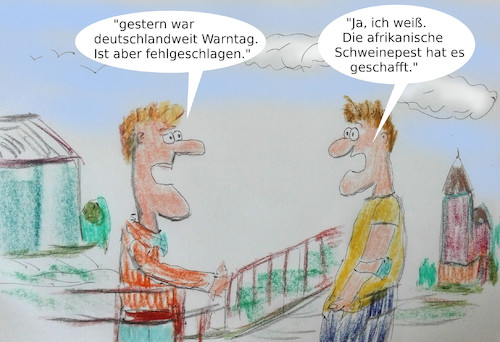 Cartoon: schweinsgalopp (medium) by ab tagged deutschland,warnung,alarm,fehler,tier,schwein,afrika,pest,krankheit,system