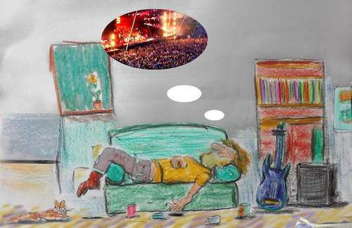 Cartoon: summerdream (medium) by ab tagged sleep,dream,summer,concert,music,corona