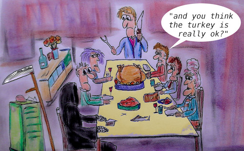 Cartoon: thanksgiving (medium) by ab tagged thanksgiving,turkey,family,tradition,meal,eat,death