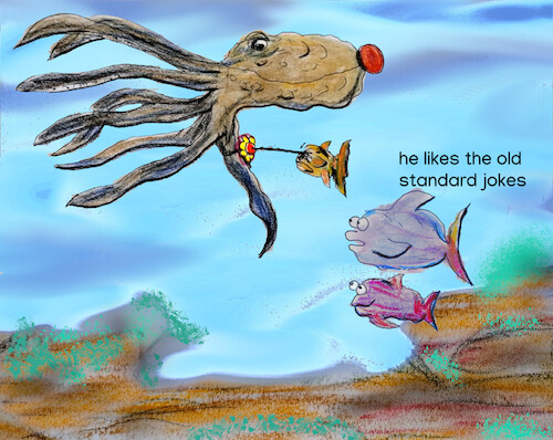 Cartoon: underwater carneval (medium) by ab tagged carneval,sea,oktopuss,fish,ink,flower