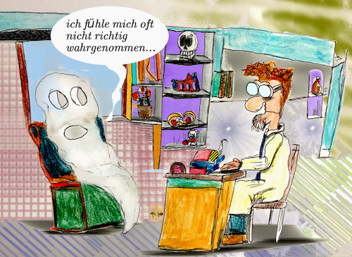 Cartoon: unrealistisch (medium) by ab tagged doktor,psychologe,geist,arzt