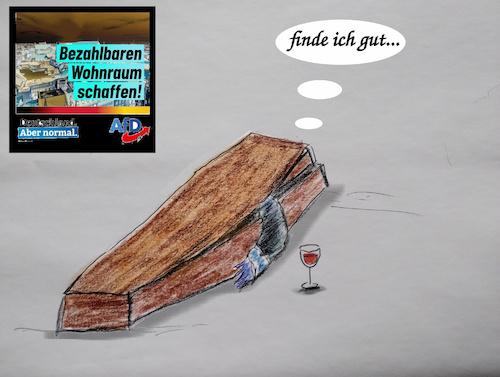 Cartoon: wahlversprechen (medium) by ab tagged deutschland,wahlen,partei,programm,miete,wohnen,sarg,vampir,untot