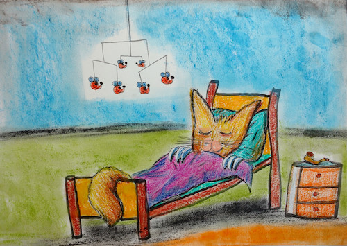 Cartoon: weekend (medium) by ab tagged animal,cat,bed,mobile