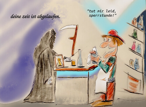 Cartoon: zeitlich (medium) by ab tagged tod,bar,mensch,zeit,trinken