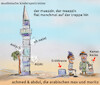 Cartoon: freitag in abu dhabi (small) by ab tagged treppe,minarett,gebet,streich