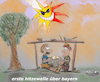 Cartoon: guad warm (small) by ab tagged wetter,deutschland,bayern,hitze,wärme,jahreszeit,mai,frühsommer,klimawandel,biergarten,bier