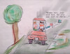 Cartoon: intelligentes fahren (small) by ab tagged auto,fahrer,mann,navi,route,weg,verkehr,strasse
