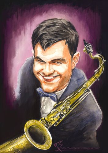 Cartoon: The Sax Player (medium) by ionutbucur tagged sax,music,player,valentine