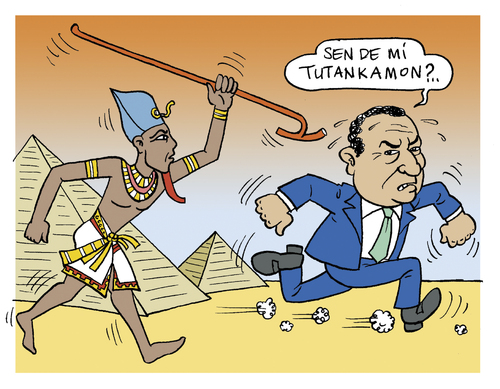 Cartoon: Tutankhamun (medium) by Tufan Selcuk tagged rebellion,arab,mobarak,egypt