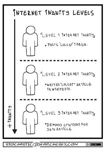 Cartoon: Internet Inanity Levels (medium) by karchesky tagged stochastic,internet,inanity,levels,lolcat,wikipedia,citation