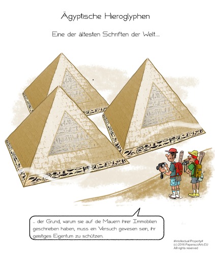 Cartoon: Gestiges Eigentum (medium) by paparazziarts tagged gestiges,eigentum,ägyptische,hieroglyphen,mauern,immobilien