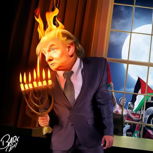 Cartoon: Fat in Fire (medium) by Bart van Leeuwen tagged palestina,trump,jerusalem,israel,alfred,nobel,nobelprize,peace,intifada