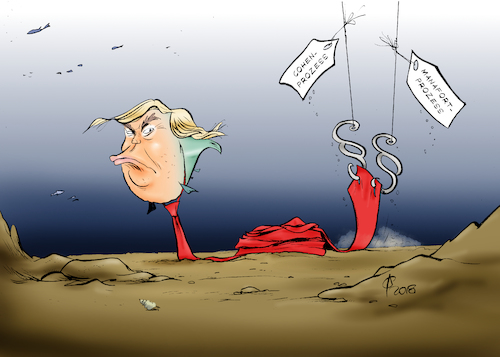 Cartoon: Am Haken (medium) by Paolo Calleri tagged us,usa,wahlen,praesident,donald,trump,justiz,gericht,vertraute,michael,cohen,paul,manafort,russland,wahlkampf,finanzierung,wahlkampffinanzierung,schweigegeld,karikatur,cartoon,paolo,calleri,us,usa,wahlen,praesident,donald,trump,justiz,gericht,vertraute,michael,cohen,paul,manafort,russland,wahlkampf,finanzierung,wahlkampffinanzierung,schweigegeld,karikatur,cartoon,paolo,calleri