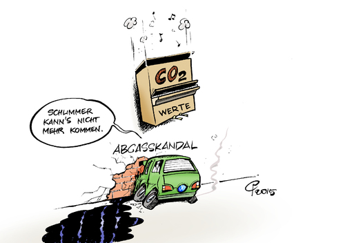 Cartoon: CO2-Werte (medium) by Paolo Calleri tagged deutschland,wolfsburg,abgasskandal,co2,kohlendioxid,werte,ausstos,manipulationen,stickoxid,volkswagen,vw,aktien,boerse,automobil,automobilhersteller,karikatur,cartoon,paolo,calleri,deutschland,wolfsburg,abgasskandal,co2,kohlendioxid,werte,ausstos,manipulationen,stickoxid,volkswagen,vw,aktien,boerse,automobil,automobilhersteller,karikatur,cartoon,paolo,calleri