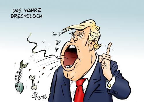 Cartoon: Drecksloch (medium) by Paolo Calleri tagged usa,praesident,donald,trump,laender,herkunftslaender,haiti,afrika,drecksloch,dreckslochlaender,entgleisung,beleidigung,rassismus,rassistisch,karikatur,cartoon,paolo,calleri,usa,praesident,donald,trump,laender,herkunftslaender,haiti,afrika,drecksloch,dreckslochlaender,entgleisung,beleidigung,rassismus,rassistisch,karikatur,cartoon,paolo,calleri