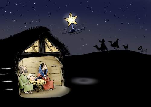 Cartoon: Drohne Weihnachten (medium) by Paolo Calleri tagged welt,religion,christenheit,christen,christentum,feier,feiertage,weihnachten,geburt,jesu,familie,weisen,morgenland,technik,drohnen,stoerung,fughafen,london,gatwick,gefahr,flugverkehr,stoeraktion,komet,stern,weihnachtsgeschichte,koenige,heilig,myrrhe,gold,weihrauch,karikatur,cartoon,paolo,calleri,welt,religion,christenheit,christen,christentum,feier,feiertage,weihnachten,geburt,jesu,familie,weisen,morgenland,technik,drohnen,stoerung,fughafen,london,gatwick,gefahr,flugverkehr,stoeraktion,komet,stern,weihnachtsgeschichte,koenige,heilig,myrrhe,gold,weihrauch,karikatur,cartoon,paolo,calleri