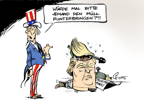 Cartoon: Es stinkt (medium) by Paolo Calleri tagged usa,wahlen,wahlkampf,vorwahlkampf,republikaner,kandidat,donald,trump,hetze,muslime,populismus,islamophobie,tiraden,rassismus,terror,terrorangst,eskalation,abschottung,auslaender,behinderte,einwanderer,afroamerikaner,karikatur,cartoon,paolo,calleri,usa,wahlen,wahlkampf,vorwahlkampf,republikaner,kandidat,donald,trump,hetze,muslime,populismus,islamophobie,tiraden,rassismus,terror,terrorangst,eskalation,abschottung,auslaender,behinderte,einwanderer,afroamerikaner,karikatur,cartoon,paolo,calleri