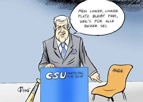 Cartoon: Freier Platz (medium) by Paolo Calleri tagged deutschland,parteien,union,cdu,csu,parteitag,streit,fluechtlingspolitik,fluechtlinge,demuetigung,ministerpraesident,horst,seehofer,parteichef,karikaturen,cartoon,paolo,calleri,deutschland,parteien,union,cdu,csu,parteitag,streit,fluechtlingspolitik,fluechtlinge,demuetigung,ministerpraesident,horst,seehofer,parteichef,karikaturen,cartoon,paolo,calleri