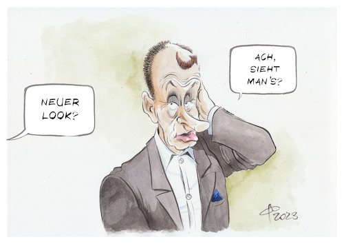 Cartoon: Frisiert (medium) by Paolo Calleri tagged deutschland,union,cdu,parteivorsitzender,merz,ausrichtung,afd,alternative,sommerklausur,bayern,kloster,andechs,parteien,politik,demokratie,karikatur,cartoon,paolo,calleri,deutschland,union,cdu,parteivorsitzender,merz,ausrichtung,afd,alternative,sommerklausur,bayern,kloster,andechs,parteien,politik,demokratie,karikatur,cartoon,paolo,calleri