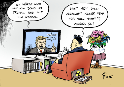 Cartoon: Gesprächsangebot (medium) by Paolo Calleri tagged usa,wahlkampf,praesidentschaft,praesidentschaftswahlkampf,donald,trump,kandidat,wahlen,nordkorea,diktator,kim,jong,un,gespraechsangebot,atomtests,karikatur,cartoon,paolo,calleri,usa,wahlkampf,praesidentschaft,praesidentschaftswahlkampf,donald,trump,kandidat,wahlen,nordkorea,diktator,kim,jong,un,gespraechsangebot,atomtests,karikatur,cartoon,paolo,calleri