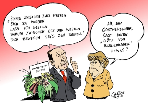 Cartoon: Goethe (medium) by Paolo Calleri tagged türkei,deutschland,ministerpräsident,recep,tayyip,erdogan,bundeskanzlerin,angela,merkel,berlin,debatte,eu,mitgliedschaft,beitritt,appell,türken,sprache,goethe,kant,hegel,türkei,deutschland,ministerpräsident,recep,tayyip,erdogan,bundeskanzlerin,angela,merkel,berlin,debatte,eu,mitgliedschaft,beitritt,appell,türken,sprache,goethe,kant,hegel