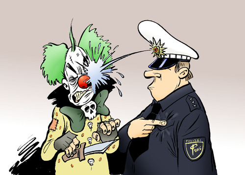 Cartoon: Gruselclown (medium) by Paolo Calleri tagged deutschland,usa,europa,trend,clowns,grusel,horror,uebergriffe,schrecken,polizei,justiz,verkleidung,masken,straftat,karikatur,cartoon,paolo,calleri,deutschland,usa,europa,trend,clowns,grusel,horror,uebergriffe,schrecken,polizei,justiz,verkleidung,masken,straftat,karikatur,cartoon,paolo,calleri