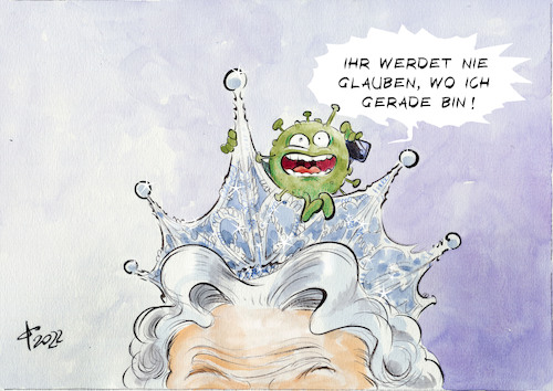 Cartoon: Gute Besserung (medium) by Paolo Calleri tagged covid,pandemie,gesundheit,queen,elizabeth,corona,infektion,karikatur,cartoon,paolo,calleri,covid,pandemie,gesundheit,queen,elizabeth,corona,infektion,karikatur,cartoon,paolo,calleri