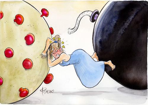 Cartoon: Kraftanstrengung (medium) by Paolo Calleri tagged welt,eu,covid,19,corona,neuinfektionen,gesundheit,eindaemmung,lockdown,zweite,welle,europa,terror,frankreich,oesterreich,wien,islamismus,terrorismus,werte,demokratie,politik,gesellschaft,arbeit,soziales,wirtschaft,finanzen,karikatur,cartoon,paolo,calleri,welt,eu,covid,19,corona,neuinfektionen,gesundheit,eindaemmung,lockdown,zweite,welle,europa,terror,frankreich,oesterreich,wien,islamismus,terrorismus,werte,demokratie,politik,gesellschaft,arbeit,soziales,wirtschaft,finanzen,karikatur,cartoon,paolo,calleri