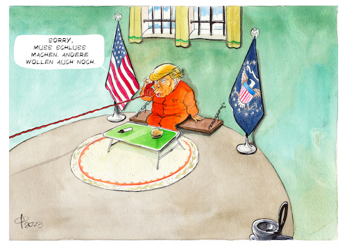 Cartoon: Overall Office (medium) by Paolo Calleri tagged usa,praesidentschaft,wahlkampf,wahlen,kandidatur,ex,praesident,trump,anklagen,justiz,polizeifoto,gefaengnis,karikatur,cartoon,paolo,calleri,usa,praesidentschaft,wahlkampf,wahlen,kandidatur,ex,praesident,trump,anklagen,justiz,polizeifoto,gefaengnis,karikatur,cartoon,paolo,calleri