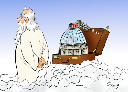 Cartoon: Reset (medium) by Paolo Calleri tagged vatikan,roemisch,katholisch,konferenz,missbrauch,kinder,kindesmissbrauch,rom,kritik,hierarchien,reue,suende,buse,religion,christentum,macht,papst,himmel,hoelle,gott,glaeubige,vertrauen,misstrauen,karikatur,cartoon,paolo,calleri,vatikan,roemisch,katholisch,konferenz,missbrauch,kinder,kindesmissbrauch,rom,kritik,hierarchien,reue,suende,buse,religion,christentum,macht,papst,himmel,hoelle,gott,glaeubige,vertrauen,misstrauen,karikatur,cartoon,paolo,calleri