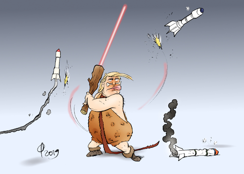 Cartoon: Trumps Raketenabwehr (medium) by Paolo Calleri tagged usa,praesident,donald,trump,raketen,raketenabwehr,modernisiserung,laser,militaer,waffen,karikatur,cartoon,paolo,calleri,usa,praesident,donald,trump,raketen,raketenabwehr,modernisiserung,laser,militaer,waffen,karikatur,cartoon,paolo,calleri