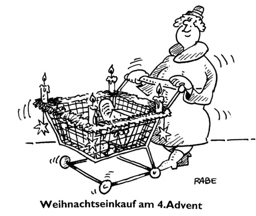 Cartoon: Adventseinkauf (medium) by RABE tagged weihnachtseinkauf,advent,adventwochenende,kaufrausch,geschenke,korbwagen,supermarkt,frau,bescherung,adventskranz,kerzen,tannengrün,adventsstimmung,weihnachtseinkauf,advent,adventwochenende,kaufrausch,geschenke,korbwagen,supermarkt,frau,bescherung,adventskranz,kerzen,tannengrün,adventsstimmung