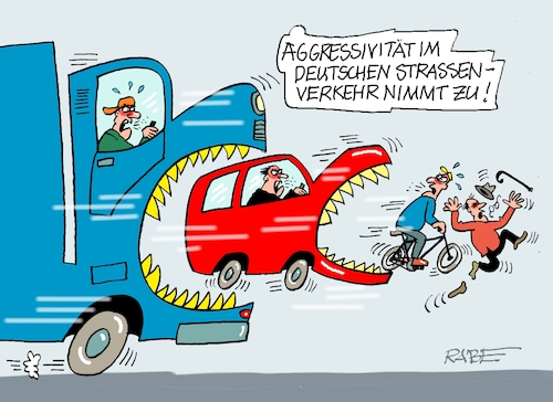 Cartoon: Aggression (medium) by RABE tagged merz,kanzler,koalition,union,spd,klingbeil,cartoon,karikatur,pressezeichnung,farbcartoon,tagescartoon,db,bahn,frühling,frühjahr,frühjahrsputz,ice,zug,blumenkasten,blumenkästen,esc,songcontest,straßenverkehr,verkehr,aggression,agressivität,lkw,pkw,radfahrer,fußgänger,merz,kanzler,koalition,union,spd,klingbeil,cartoon,karikatur,pressezeichnung,farbcartoon,tagescartoon,db,bahn,frühling,frühjahr,frühjahrsputz,ice,zug,blumenkasten,blumenkästen,esc,songcontest,straßenverkehr,verkehr,aggression,agressivität,lkw,pkw,radfahrer,fußgänger