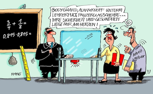 Cartoon: Alaaarm (medium) by RABE tagged schule,schüler,bildungsministerin,pisa,test,klassenzimmer,lehrer,rabe,ralf,böhme,cartoon,karikatur,pressezeichnung,farbcaroon,tagescartoon,telent,bildungsministerium,leistung,förderung,sicherheit,alarmknopf,übergriffe,schule,schüler,bildungsministerin,pisa,test,klassenzimmer,lehrer,rabe,ralf,böhme,cartoon,karikatur,pressezeichnung,farbcaroon,tagescartoon,telent,bildungsministerium,leistung,förderung,sicherheit,alarmknopf,übergriffe