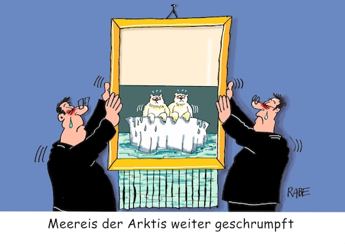 Cartoon: Arktiseisiges (medium) by RABE tagged arktis,arktiseis,schrumpfung,rückgang,eis,meereis,eisbären,eisschscholle,rabe,ralf,böhme,cartoon,karikatur,pressezeichnung,farbcartoon,tagescartoon,banksy,künstler,bilderrahmen,schredder,papierstreifen,corona,arktis,arktiseis,schrumpfung,rückgang,eis,meereis,eisbären,eisschscholle,rabe,ralf,böhme,cartoon,karikatur,pressezeichnung,farbcartoon,tagescartoon,banksy,künstler,bilderrahmen,schredder,papierstreifen,corona