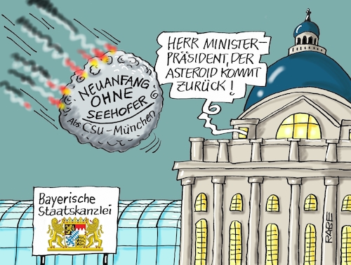 Cartoon: Asteroid (medium) by RABE tagged seehofer,csu,wahldebakel,bayern,rücktritt,rabe,ralf,böhme,münchen,sprengstoff,wahlergebnisse,söder,wahlurne,schwesterpartei,sondierungsgespräche,union,merkel,jamaika,obergrenze,asteroid,meteorid,weltall,zusammenprall,seehofer,csu,wahldebakel,bayern,rücktritt,rabe,ralf,böhme,münchen,sprengstoff,wahlergebnisse,söder,wahlurne,schwesterpartei,sondierungsgespräche,union,merkel,jamaika,obergrenze,asteroid,meteorid,weltall,zusammenprall