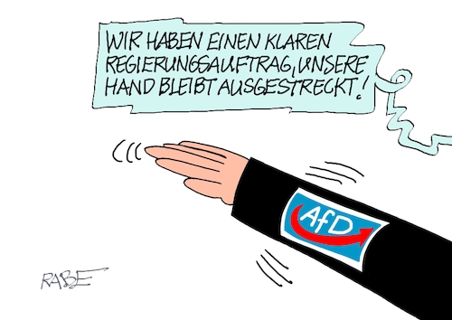 Cartoon: Ausgestrecktes (medium) by RABE tagged merz,kanzler,koalition,union,spd,klingbeil,cartoon,karikatur,pressezeichnung,farbcartoon,tagescartoon,db,bahn,frühling,frühjahr,frühjahrsputz,ice,zug,blumenkasten,blumenkästen,esc,songcontest,wahldebakel,wahlniederlage,wahlsieger,siegmund,afd,rechte,zusammenarbeit,hitlergruß,regierungsbildung,merz,kanzler,koalition,union,spd,klingbeil,cartoon,karikatur,pressezeichnung,farbcartoon,tagescartoon,db,bahn,frühling,frühjahr,frühjahrsputz,ice,zug,blumenkasten,blumenkästen,esc,songcontest,wahldebakel,wahlniederlage,wahlsieger,siegmund,afd,rechte,zusammenarbeit,hitlergruß,regierungsbildung