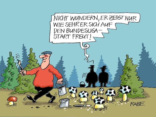 Cartoon: Balla Balla (medium) by RABE tagged fußball,fussball,bundesliga,meistertitel,fußballer,bayern,münchen,bayer,leverkusen,rabe,ralf,böhme,cartoon,karikatur,pressezeichnung,frabcartoon,tagescartoon,schild,meister,schuß,ecke,eckball,sport,pilze,pilz,pilzsammler,maller,pinsel,farbtopf,pilzsucher,wald,balla,fußball,fussball,bundesliga,meistertitel,fußballer,bayern,münchen,bayer,leverkusen,rabe,ralf,böhme,cartoon,karikatur,pressezeichnung,frabcartoon,tagescartoon,schild,meister,schuß,ecke,eckball,sport,pilze,pilz,pilzsammler,maller,pinsel,farbtopf,pilzsucher,wald