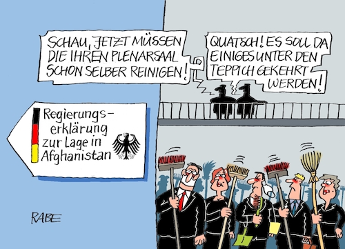 Cartoon: Besenrein (medium) by RABE tagged kabul,afghanistan,islamisten,taliban,ortkräfte,botschaftsmitarbeiter,ausflüge,transall,rabe,ralf,böhme,cartoon,karikatur,pressezeichnung,farbcartoon,tagescartoon,kescher,netz,kalaschnikow,plenarsaal,plenarsitzung,bundestag,bundesregierung,regirungserklärung,merkel,usa,truppenabzug,luftbrücke,teppich,besen,kehrer,kabul,afghanistan,islamisten,taliban,ortkräfte,botschaftsmitarbeiter,ausflüge,transall,rabe,ralf,böhme,cartoon,karikatur,pressezeichnung,farbcartoon,tagescartoon,kescher,netz,kalaschnikow,plenarsaal,plenarsitzung,bundestag,bundesregierung,regirungserklärung,merkel,usa,truppenabzug,luftbrücke,teppich,besen,kehrer