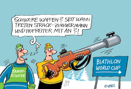 Cartoon: Biathlonwaffennarr (medium) by RABE tagged ukrainekrieg,selenskyj,klitschkow,burgfrieden,rabe,ralf,böhme,cartoon,karikatur,tagescartoon,schützenpanzer,puma,bundeswehr,schrott,schrottplatz,kampfunfähig,waffenlieferung,kampfpanzer,leopard,davos,scholz,biathlon,wm,gewehr,kampfrichter,hofreiter,strack,zimmermann,ukrainekrieg,selenskyj,klitschkow,burgfrieden,rabe,ralf,böhme,cartoon,karikatur,tagescartoon,schützenpanzer,puma,bundeswehr,schrott,schrottplatz,kampfunfähig,waffenlieferung,kampfpanzer,leopard,davos,scholz,biathlon,wm,gewehr,kampfrichter,hofreiter,strack,zimmermann