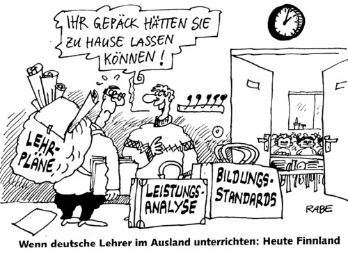 Cartoon: Bildungsstandards (medium) by RABE tagged bildungsstandards,bildungswesen,bildungsministerium,pisastudie,lernen,lehrplan,lehrer,schüler,unterricht,euro,krise,gepäck,schulklasse,lehrerzimmer,urlaub,leistungsanalyse,leistungsdruck,finnland,deutsch,lernoffensive,zeugnis,noten,bildungsstandards,bildungswesen,bildungsministerium,pisastudie,pisa,schule,schüler,lernen,bildung,wissen