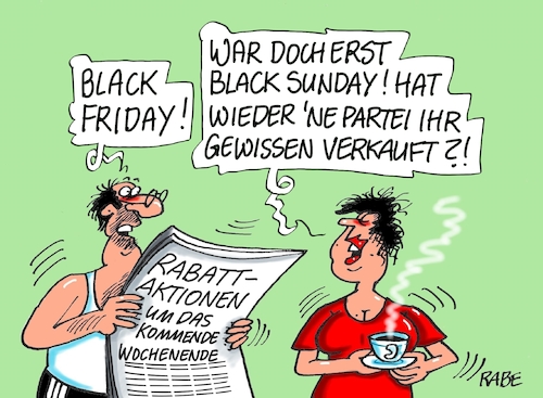 Cartoon: Black Friday (medium) by RABE tagged grüne,jamaika,sondierungsgespräche,regierungsbildung,amtshandlung,rabe,ralf,böhme,cartoon,karikatur,pressezeichnung,farbcartoon,tagescartoon,sondierung,endergebnis,regierungsumbildung,lindner,neuwahlen,fdp,seehofer,csu,rücktritt,minderheitsregierung,black,friday,cyber,monday,rabatt,rabattaktionen,weihnachtsgeschäft,weihnachtseinkäufe,amazon,einzelhandel,geschäfte,umsatzsteigerung,grüne,jamaika,sondierungsgespräche,regierungsbildung,amtshandlung,rabe,ralf,böhme,cartoon,karikatur,pressezeichnung,farbcartoon,tagescartoon,sondierung,endergebnis,regierungsumbildung,lindner,neuwahlen,fdp,seehofer,csu,rücktritt,minderheitsregierung,black,friday,cyber,monday,rabatt,rabattaktionen,weihnachtsgeschäft,weihnachtseinkäufe,amazon,einzelhandel,geschäfte,umsatzsteigerung