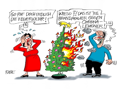 Cartoon: Brandmaurer (medium) by RABE tagged corona,bundländerkonferenz,merkel,kanzleramt,lockerungen,stufenplan,öffnungen,lockdown,shutdown,baumärkte,impfdosen,rki,fallzahlen,inzidenzwert,spahn,impfzentren,impfreihenfolge,notbremse,brandmauer,coronaleugner,impfgegner,weihnachten,weihnachtsbaum,kerzen,feuer,flamme,brand,feuerwehr,löschzug,anruf,corona,bundländerkonferenz,merkel,kanzleramt,lockerungen,stufenplan,öffnungen,lockdown,shutdown,baumärkte,impfdosen,rki,fallzahlen,inzidenzwert,spahn,impfzentren,impfreihenfolge,notbremse,brandmauer,coronaleugner,impfgegner,weihnachten,weihnachtsbaum,kerzen,feuer,flamme,brand,feuerwehr,löschzug,anruf