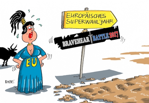 Cartoon: Braveheartbattle (medium) by RABE tagged braveheartbattle,eu,europa,superwahljahr,härtetest,rabe,ralf,böhme,cartoon,karikatur,pressezeichnung,farbcartoon,tagescartoon,stier,niederlande,frankreich,deutschland,parlamentswahlen,schlammschlacht,schlamm,dreck,braveheartbattle,eu,europa,superwahljahr,härtetest,rabe,ralf,böhme,cartoon,karikatur,pressezeichnung,farbcartoon,tagescartoon,stier,niederlande,frankreich,deutschland,parlamentswahlen,schlammschlacht,schlamm,dreck