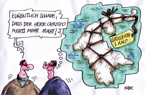 Cartoon: Christo lebt (medium) by RABE tagged meer,insel,einwickeln,verpackungskünstler,verpackung,christo,schuldenkrise,sparpaket,rettungsschirm,parlamentsumbildung,parlamentswahlen,eurokrise,euro,faschisten,nazi,sozialisten,parlament,sparkurs,athen,griechenland,griechenland,sparkurs,athen,nazi,faschisten,euro,eurokrise